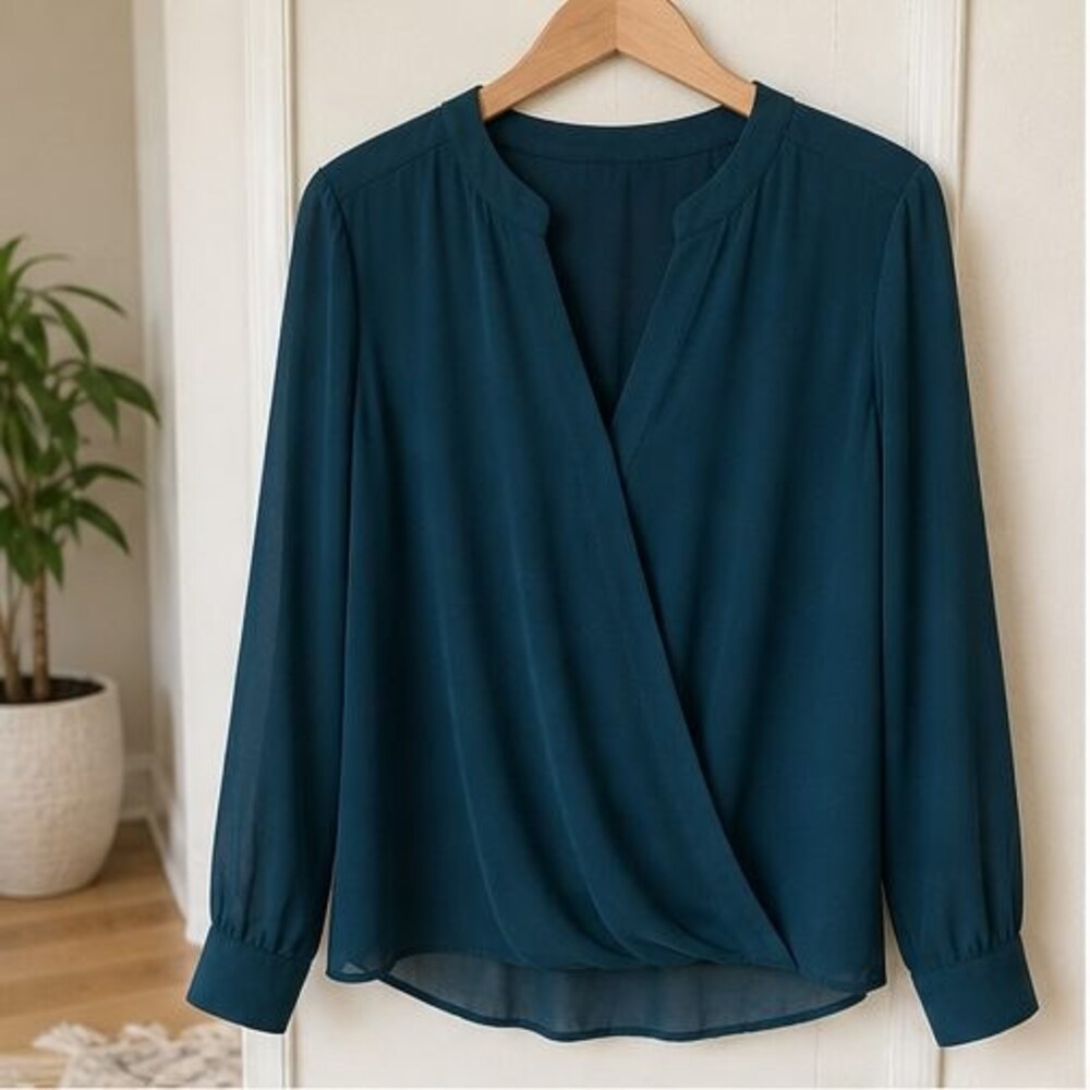 Teal Wrap Blouse